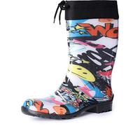 Ladeheid Girl's Rubber Wellington Boots with Calf LA-968 (Newspaper, 5 UK)