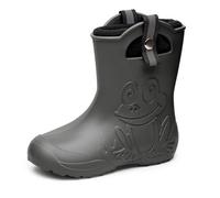Ladeheid LA-CA-Frog245 Children's Lightweight Wellington Boots Thermal Lining Girls Boys Non-Slip Rain Boots Kids Rain Shoes, Carbon, 5/6 UK Child