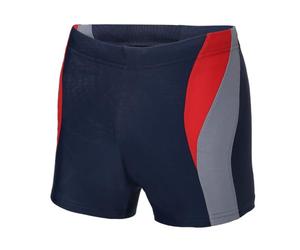 Ladeheid Men's short swim trunks, boxer shorts, swimwear for men for The beach and The swimming pool, comfortable and convenient men's swim trunks, tight LA40-255 (navy blue/red/grey, 7XL)