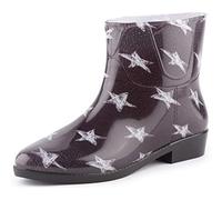 Ladeheid Women's Ankle Rubber Wellington Boots LAZT201802 101 (Black/White Stars, 5 UK)