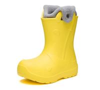 Ladeheid x Camminare LA-CA-21 Children's Wellington Boots Made of Lightweight EVA Warm Lined Waterproof with Practical Handle and Elegant Umbrella Relief for Cold Days and Snow, yellow, 5/6 UK Child