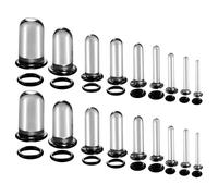 LADEMAYH 14g-00g Glass Ear Plugs Tunnels Gauges, Black, Crazy Dead Stretching Ear Stretching Kit, Pain-Free Comfy, Hypoallergenic Domed Body Piercing Jewelry for Women & Men