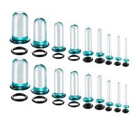 LADEMAYH 14g-00g Glass Ear Plugs Tunnels Gauges, Turquoise, Crazy Dead Stretching Ear Stretching Kit, Pain-Free Comfy, Hypoallergenic Domed Body Piercing Jewelry for Women & Men