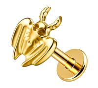 LADEMAYH 16G 18G 20G ASTM F136 Titanium Bat Threadless Labret Stud with 6mm & 8mm Posts, Gothic Flat Back Push in Earring for Cartilage Helix Tragus Conch Medusa Lip Nose Piercing, 1pcs tops+20g 6mm+