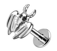 LADEMAYH 16G 18G 20G ASTM F136 Titanium Bat Threadless Labret Stud with 6mm & 8mm Posts, Gothic Flat Back Push in Earring for Cartilage Helix Tragus Conch Medusa Lip Nose Piercing, 1pcs tops+18g 6mm+