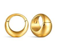 LADEMAYH 2PCS Chunky Clicker Hoop Ear Weights for Stretched Ears, Hypoallergenic 316L Stainless Steel Dangle Weighted Gauges Punk Body Jewelry for 0g 00g, 0g(8mm), Stainless Steel, no gemstone
