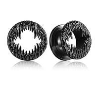LADEMAYH 2Pcs Gothic Ear Plugs Tunnels Gauges, Nightmare Monster Mouth Design Earrings for Women & Men, Hypoallergenic Surgical Stainless Steel Body Jewelry?, 14mm(9/16 inch), Stainless Steel, no