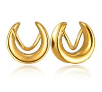 LADEMAYH 2Pcs Saddle Plugs for Ear Gauges, Double Arc V-Shaped Design, 0g-5/8in Hypoallergenic Surgical Stainless Steel 316L Ear Stretching Jewelry for Men & Women, 0g(8mm), Stainless Steel, no