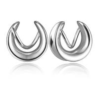 LADEMAYH 2Pcs Saddle Plugs for Ear Gauges, Double Arc V-Shaped Design, 0g-5/8in Hypoallergenic Surgical Stainless Steel 316L Ear Stretching Jewelry for Men & Women, 1/2"(12mm), Stainless Steel, no