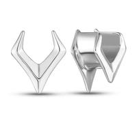 LADEMAYH Hypoallergenic Ear Plugs Tunnels Gauges, V-Shaped Arrow 3D Geometric Design, Surgical Stainless Steel 316L, Minimalist Body Jewelry for Stretched Ears, Punk & Street Style, 0g(8mm), Stainless