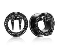 LADEMAYH Hypoallergenic Tooth Design Ear Plugs Tunnels Gauges for Ears, Punk Gothic Style Prehistoric Beast Skull Surgical Stainless Steel 316L Ear Gauges Body Art Piercing Jewelry for Women & Men, 9