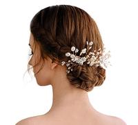 LADES Bridal Hair Pins - 2pcs Fashion Retro Elegant Ladies Pearl Rhinestone Hair Accessories for Wedding Bridal Jewelry Bridal Hair Accessories Headpiece Wedding Accessories, Gold-C, 1.0 count