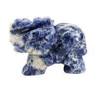 Ladeukoi 1.5" Hand Carved Healing Crystal Elephant Figurines, Lucky Pocket Stone Animal Statue Sculpture Home Decoration, Sodalite