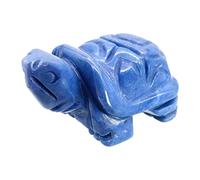 Ladeukoi 2"(50mm) Carving Gemstone Turtle Statue, Natural Healing Animal Tortoise Figurines Collectible Fengshui Pocket Stone Sculpture, Blue Aventurine