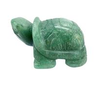 Ladeukoi 2"(50mm) Carving Gemstone Turtle Statue, Natural Healing Animal Tortoise Figurines Collectible Fengshui Pocket Stone Sculpture, Green Aventurine