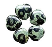 Ladeukoi 5Pcs Kambaba Jasper Crystal Love Heart Stone, Polished Palm Pocket Stones Healing Therapy Chakra Balancing 1 Inch(25mm)