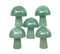 Ladeukoi 5Pcs Mini Mushroom Shaped Gemstone Statue Figurine, Carved Crystal Stone Mushrooms Crafts for Healing Chakra Reiki Balancing Home Decoration, Green Aventurine