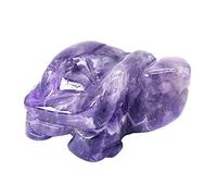 Ladeukoi Amethyst Stone Turtle Statue, Hand Carved Tortoise Animal Collectible Sculpture Fengshui Healing Crystal 1.5"(40mm)