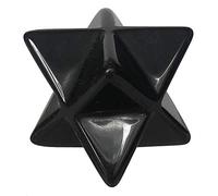 Ladeukoi Black Obsidian Crystal Merkaba Star for Healing Reiki Spiritual Divine Therapy Energy, Pocket Stone Eight-Pointed Stars 1"(25mm)