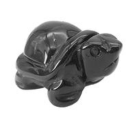 Ladeukoi Black Obsidian Stone Turtle Statue, Hand Carved Tortoise Animal Collectible Sculpture Fengshui Healing Crystal 1.5"(40mm)