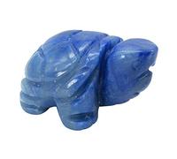 Ladeukoi Blue Aventurine Stone Turtle Statue, Hand Carved Tortoise Animal Collectible Sculpture Fengshui Healing Crystal 1.5"(40mm)