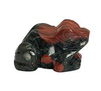 Ladeukoi Carving Africa Bloodstone Stone Frog Statue, Healing Crystal Animal Pocket Figurine Decoration 1.5"