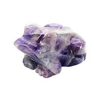 Ladeukoi Carving Amethyst Stone Frog Statue, Healing Crystal Animal Pocket Figurine Decoration 1.5"