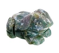 Ladeukoi Carving Indian Agate Stone Frog Statue, Healing Crystal Animal Pocket Figurine Decoration 1.5"