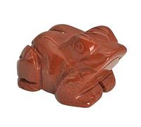 Ladeukoi Carving Red Jasper Stone Frog Statue, Healing Crystal Animal Pocket Figurine Decoration 1.5"