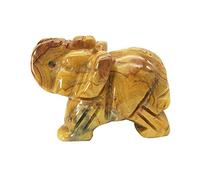 Ladeukoi Hand Carved Crazy Agate Stone Elephant Statue, Healing Crystal Animal Figurine Carfts Collectible Decor 2 Inches