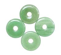 Ladeukoi Large Hole 7mm Round Gemstone Disc Lucky Coin Pendant Bead Charms for Jewelry Making, Polished Crystal Amulet Peace Circle Donut Stone Beads Supplies 1.18”(30mm),4Pcs, Green Aventurine