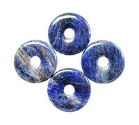 Ladeukoi Large Hole 7mm Round Gemstone Disc Lucky Coin Pendant Bead Charms for Jewelry Making, Polished Crystal Amulet Peace Circle Donut Stone Beads Supplies 1.18”(30mm),4Pcs, Sodalite