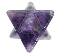 Ladeukoi Natural Amethyst Merkaba Star for Healing Reiki Spiritual Divine Therapy Energy, Pocket Stone Eight-Pointed Stars 1"(25mm)