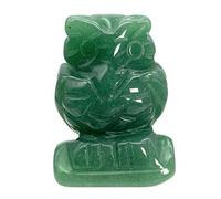 Ladeukoi Natural Green Aventurine Owl Bird Statue, Hand Carved Reiki Healing Crystal Animal Figurines Pocket Palm Stone Home Decoration 1.5 inches