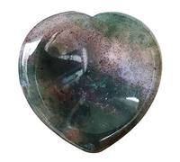 Ladeukoi Natural Moss Agate Crystal Thumb Worry Stone, Hand Carved Healing Crystal Heart Shaped Stone for Anxiety Stress Relief Meditation 1.5"