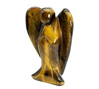 Ladeukoi Natural Tiger's Eye Stone Guardian Angel Statue, Hand-carved Healing Crystal Pocket Figurines Decoration 2 Inches