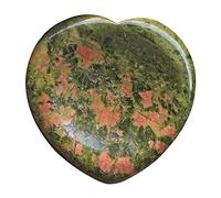 Ladeukoi Natural Unakite Crystal Thumb Worry Stone, Hand Carved Healing Crystal Heart Shaped Stone for Anxiety Stress Relief Meditation 1.5"