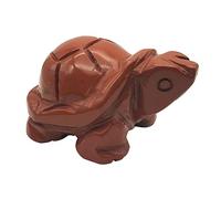 Ladeukoi Red Jasper Stone Turtle Statue, Hand Carved Tortoise Animal Collectible Sculpture Fengshui Healing Crystal 1.5"(40mm)