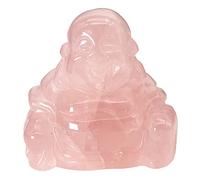 Ladeukoi Rose Quartz Happy Buddha Statue, Hand Carved Maitreya Laughing Buddha Figurine Sculpture Pocket Healing Crystal 1.5"(40mm)