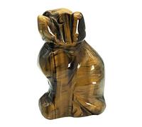 Ladeukoi Tiger's Eye Sitting Dog Statue, Hand Carving Healing Crystal Animal Figurine Sculpture Pocket Stones Home Decoration 2 Inches