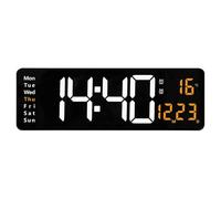 LADFRTYU Atomic Digital Wall Clock 16-inch Large-screen Digital Wall Clock Temperature Date W isplay Remote Control Double Alarm 12/24H LED(Orange)