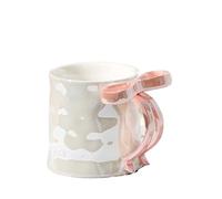 LADFRTYU Ceramic Cup Ceramic Bow Coffee Cup Milk Breakfast Juice Tea Valentine's Day(Fan Bow Cup)
