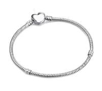 LADFRTYU Ladies Silver Bracelet Handmade Jewelry Real Sterling Silver Charm Bracelet Bangle Smooth Heart Shape Bracelets For Women Men DIY 16-23cm(Color 01,20cm)