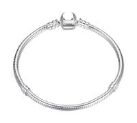 LADFRTYU Ladies Silver Bracelet Handmade Jewelry Real Sterling Silver Charm Bracelet Bangle Smooth Heart Shape Bracelets For Women Men DIY 16-23cm(Color 03,20cm)
