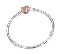 LADFRTYU Ladies Silver Bracelet Handmade Jewelry Real Sterling Silver Charm Bracelet Bangle Smooth Heart Shape Bracelets For Women Men DIY 16-23cm(Color 04,20cm)