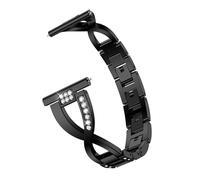 LADFRTYU Metal watch strap 20mm 22mm Stainless Steel Straps Watch 3 41mm Rhinestone Band 45mm Bracelet DIY(Black)