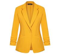 LADI TREND Blazer Jackets for Women UK Long Sleeve Suit Jacket One Button Closure Comfortable Stylish (Yellow L)