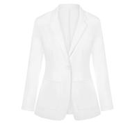 LADI TREND Blazer Women Elegant Suit Notched Lapel Classic Long Sleeve Tailored Jacket Patch Pockets (White XXL)