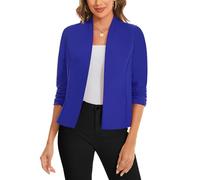 LADI TREND Cardigans Blazer Front Lined 3/4 Sleeve Open Front for Women's UK Suits & Blazers Lightweight Smart Blazers for Parade Opera and Theater (Royal Blue L)