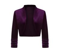 LADI TREND Cardigans Women Velvet Elegant Bolero Open Front 3/4 Sleeve Cover up Shrug (Purple XL)